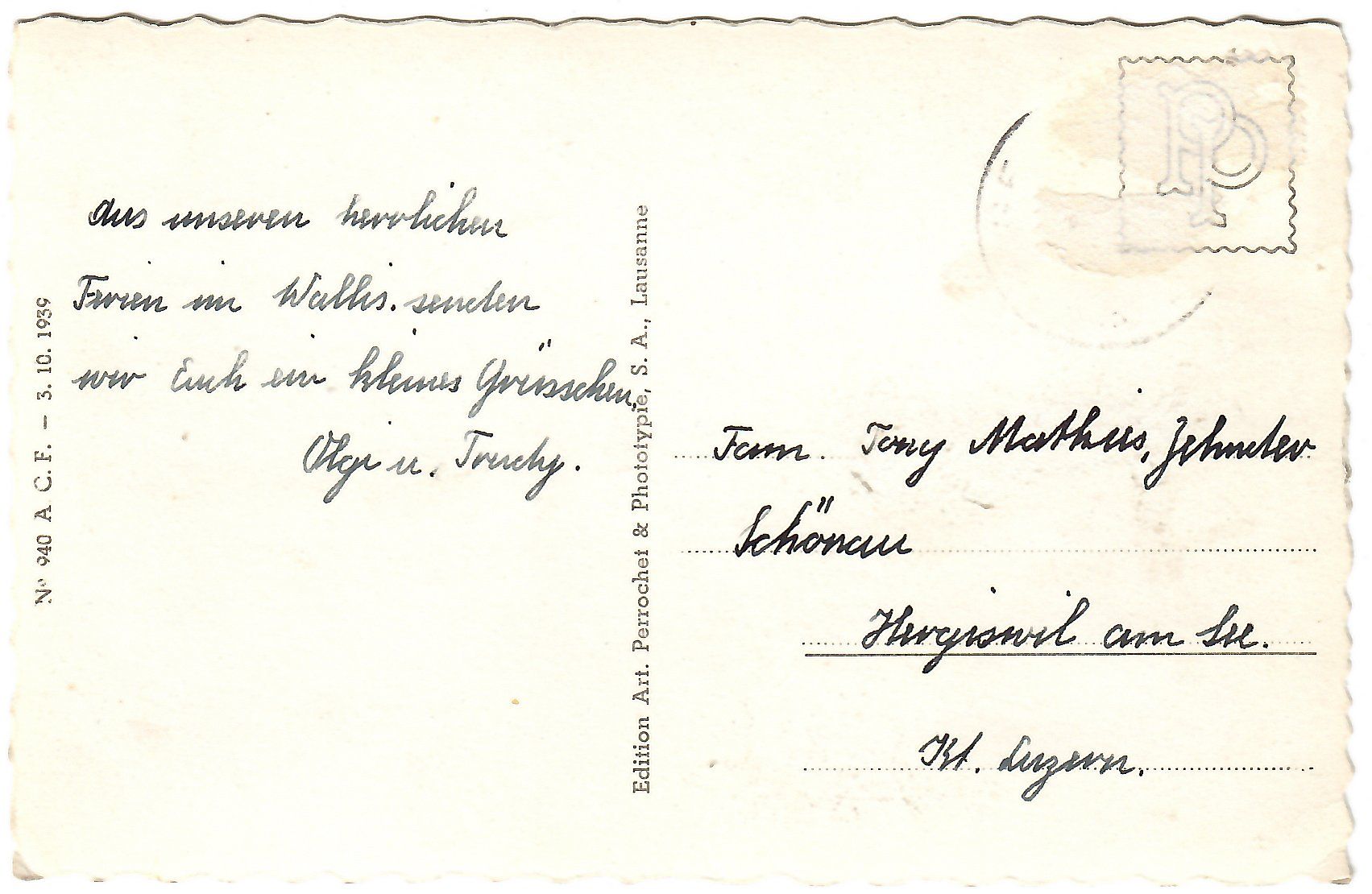 Cartoline postali: Ansichtskarte  Geschinen,   Wallis – Usato da Kerns venduto da etma3 1