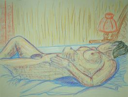 Akt Zeichnung: Woman in bed