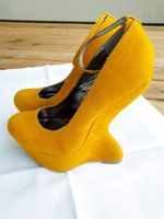 PUMPS STEVE MADDEN 37 LEDER SAMT OCKER SCHUHE TOP ZU KLEID