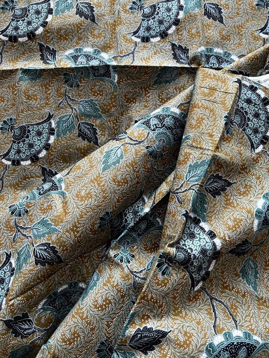 Tessuti: Eleganter Batik-Stoff, Baumwolle, dekorative Fächerblätter – Nuovo e nell'imballaggio originale da Moehlin venduto da Balirain 5