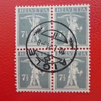 1921: Nr.138II Viererblock mit Zentrumsstempel von AIGLE