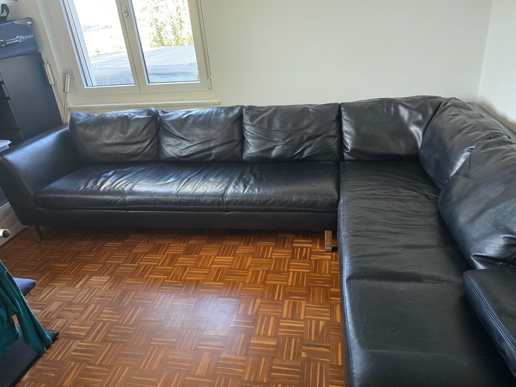 Sofas: Sofa aus Echtem Leder Schwarz – Gebraucht aus Konolfingen von mobilzaunshop
