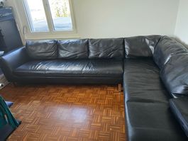 Sofa aus Echtem Leder Schwarz