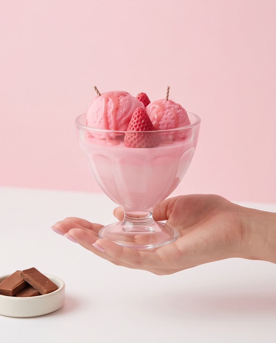 Kerzen: Kerzenglas Eis Becher Erdbeer Duft neuwertig – Neu und originalverpackt aus Unterentfelden von Byhnluxury 2