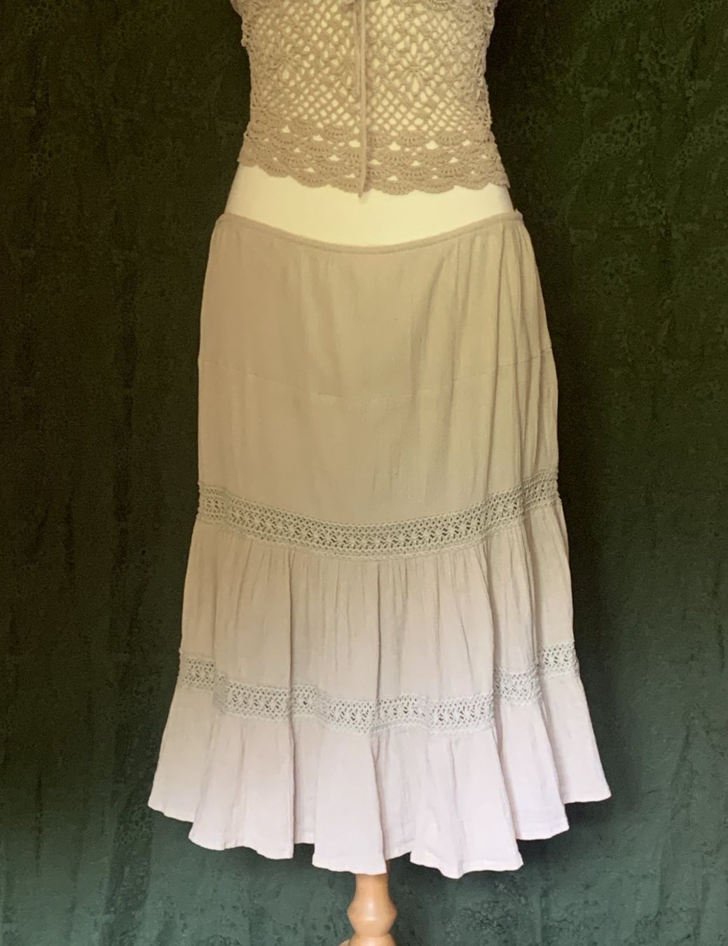 Gonne: Beiger Boho-Maxirock im sommerlichen Strand-Look – Nuovo (secondo la descrizione) da Chalais venduto da Decoarts.art 1