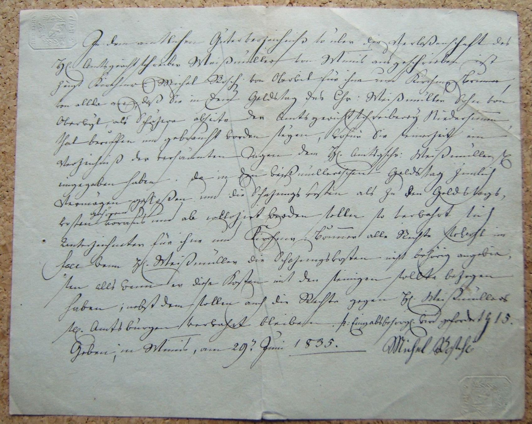 Alle Briefmarken: DOKUMENT 1835 MIT STEMPEL REP. BERN 5 RAP. + WASSERZEICHEN – Gebraucht aus Brunnen von Nonne04