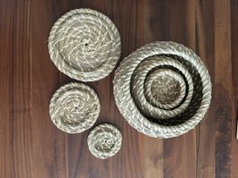 WIE NEU: Korb mit Deckel 3er Set, Seegras, Boho Stil