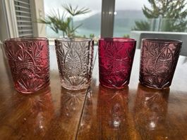 4 Rosa Gläser/Vasen/Windlicht NEU, nie benutzt.