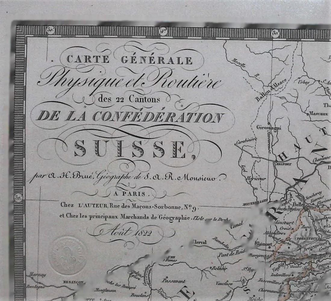 Landkarten & Atlanten: Karte  der Schweiz von Brué 1822 – Gebraucht aus Rafz von booksell 2