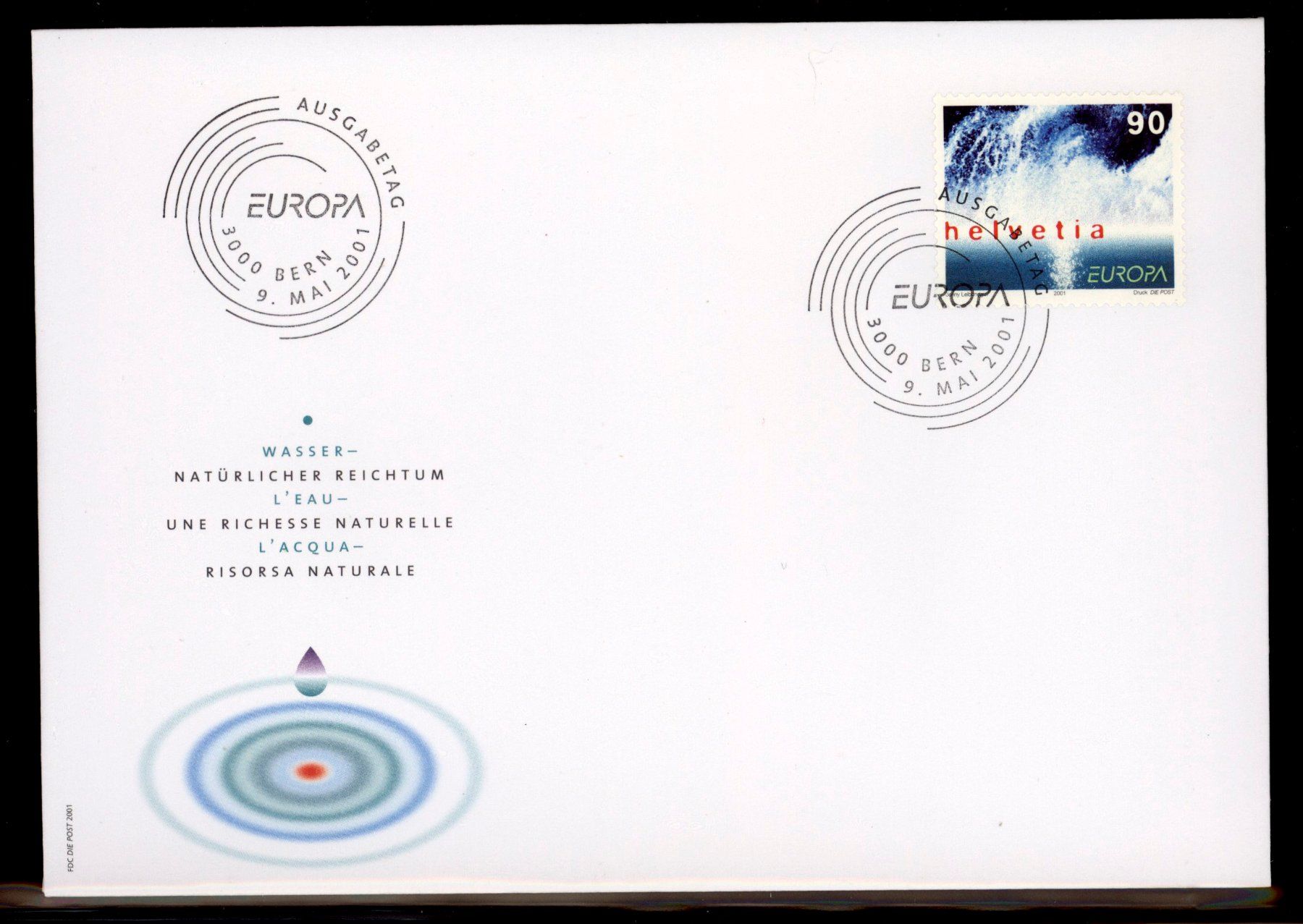 Tutti i francobolli: 2001, FDC, Wasser natürlicher Reichtum – Usato da Willisau venduto da Vollstempel