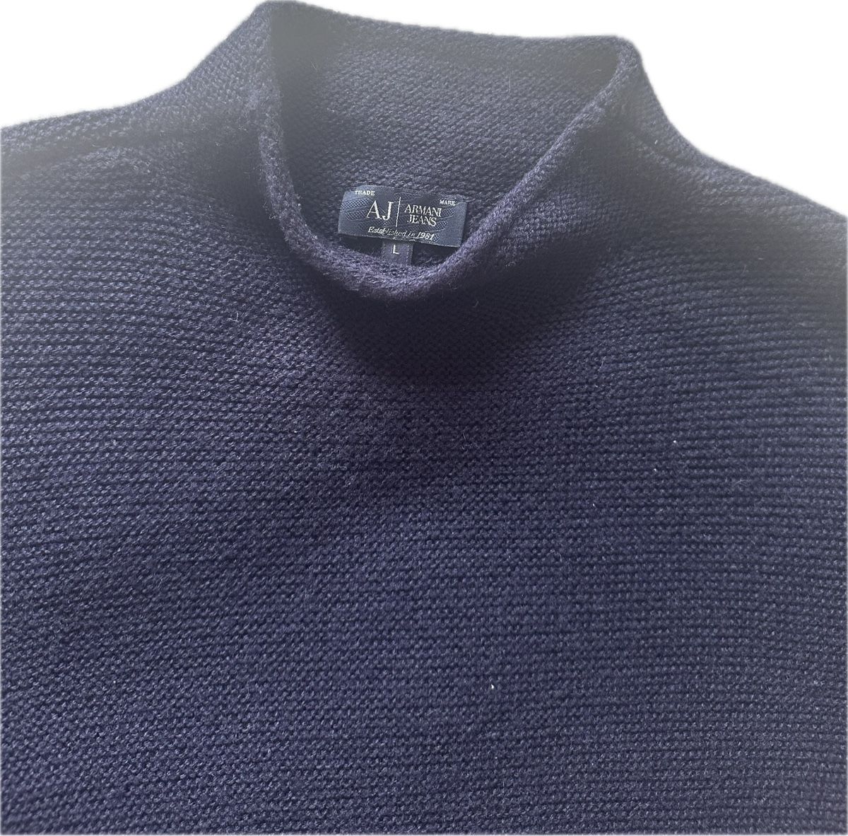 Armani Maglioni & Felpe: Armani Wollen Herren Pullover Marineblau Grösse M/L – Usato da Schlieren venduto da Mr.Wunder 1