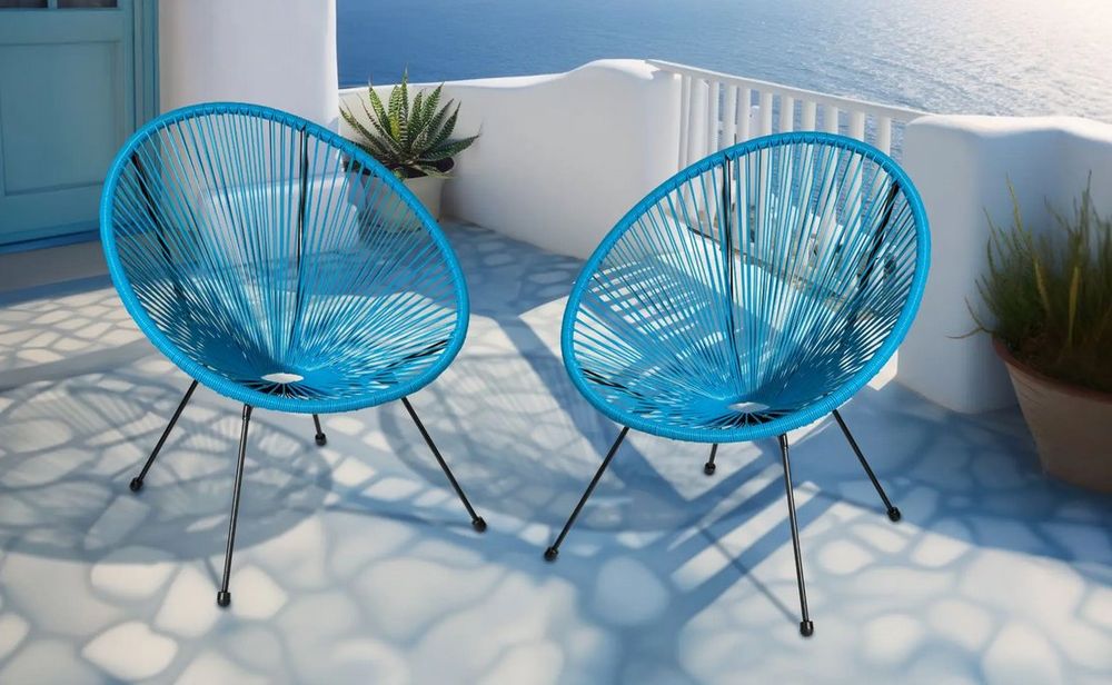 2er Set Gartenstühle Cocktail Sessel blau | Kaufen auf Ricardo