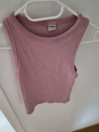 Damen Top  gerippt altrosa 
