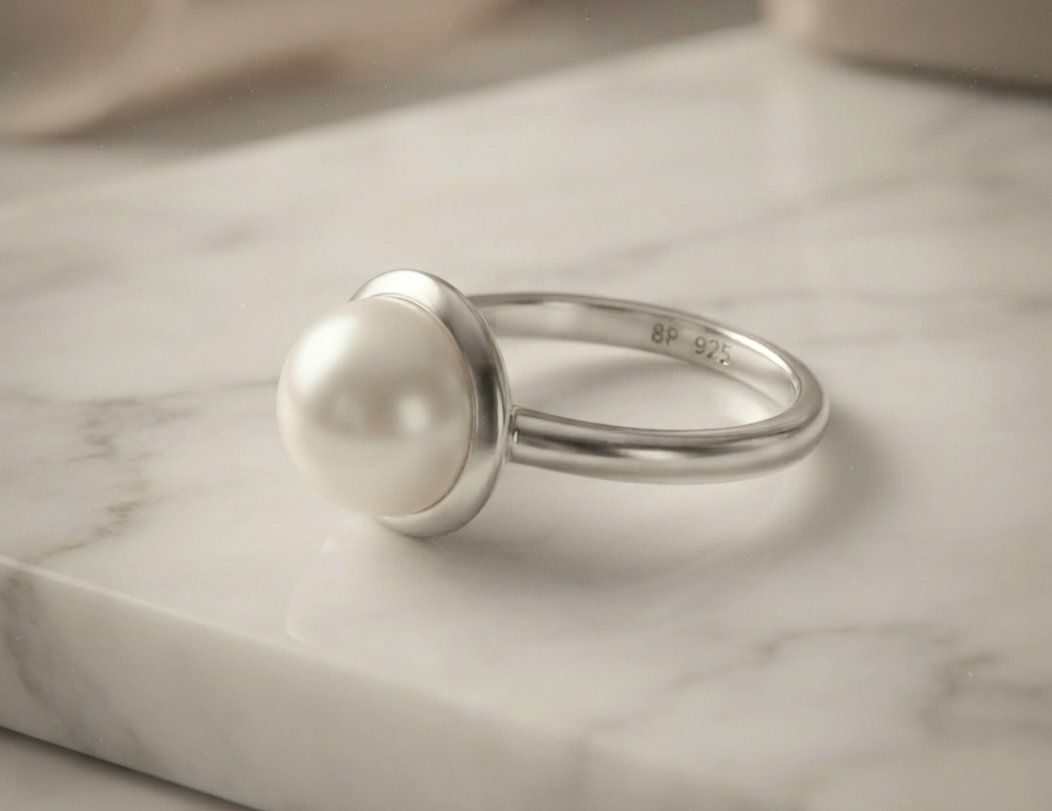 Ringe: Moderner Silber (925) Perlenring - Neu – Neu und originalverpackt aus Uetikon am See von Coralreef