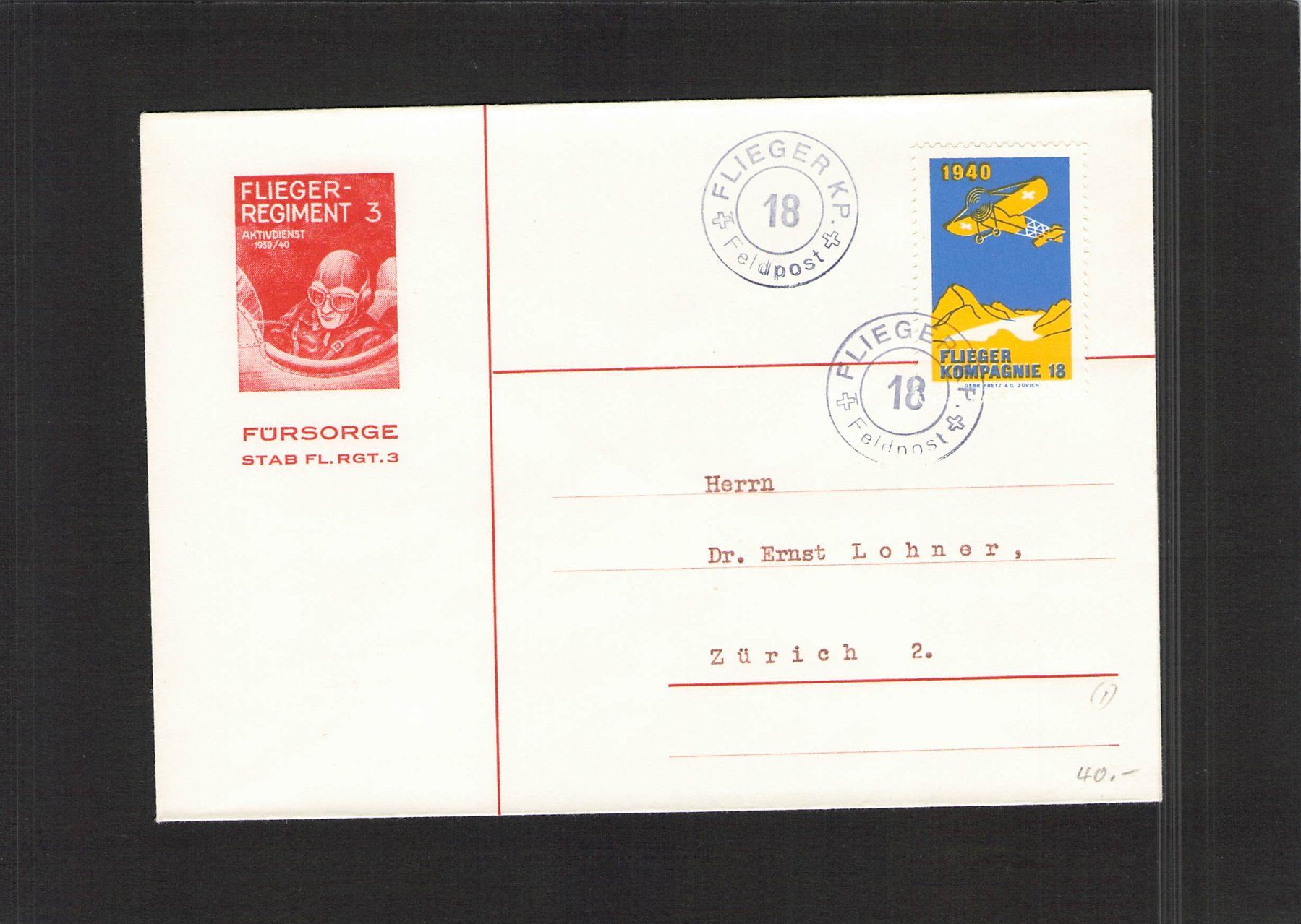 Alle Briefmarken: Flieger KP 18 mit Nr. 101 gezãhnt – Gebraucht aus Reichenburg von Pipo-67