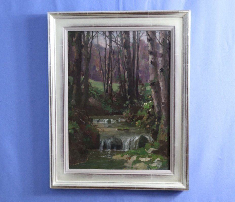 Dipinti: Viktor Baumgartner, Gemälde "Waldbach", sehr teurer gerahmt – Usato da Zug venduto da Kunst-Fundgrube
