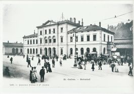 St. Gallen; Bahnhof der 1972 abgebrochen wurde.  (A4 -Litho)