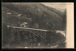 AK Adelboden, Ortsansicht mit Brücke