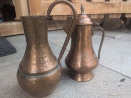 Kupferkannen 2er Set gehämmert Orientalisch Deko alt