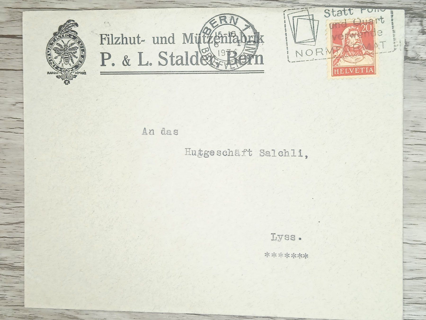 Tutti i francobolli: TR20 Enveloppe + Timbre Suisse 1934 – Usato da Cousset venduto da Patrick_Collections