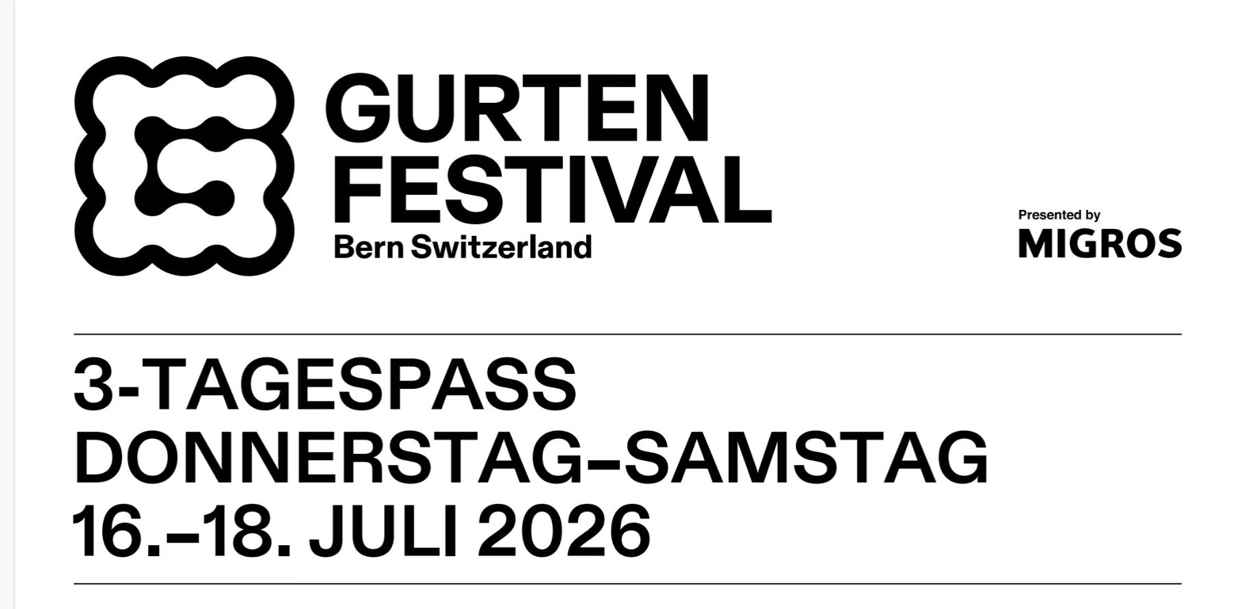 Tickets: 3-Tagespass Gurtenfestival 2026, DO - SA – Neu (gemäss Beschreibung) aus Langenthal von Angiemarie68