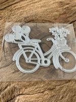 Neue Stanzschablone Velo / Fahrrad mit Blumen und Ballons