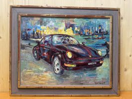 Porsche 911 Ölgemälde, signiert Ingvardt 1992, Top Zustand