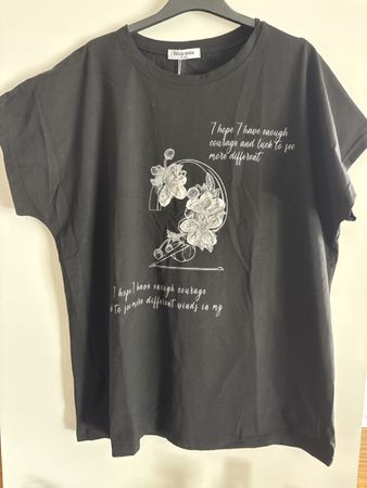 Damen T-Shirt schwarz Grösse L mit Druck XL