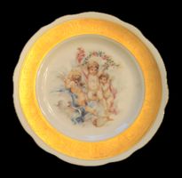 Herziger Limoges-Porzellan-Sammelteller mit drei Engelchen