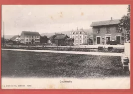 Courtételle - Bahnhof und Hôtel de la Croix Blanche ca. 1910