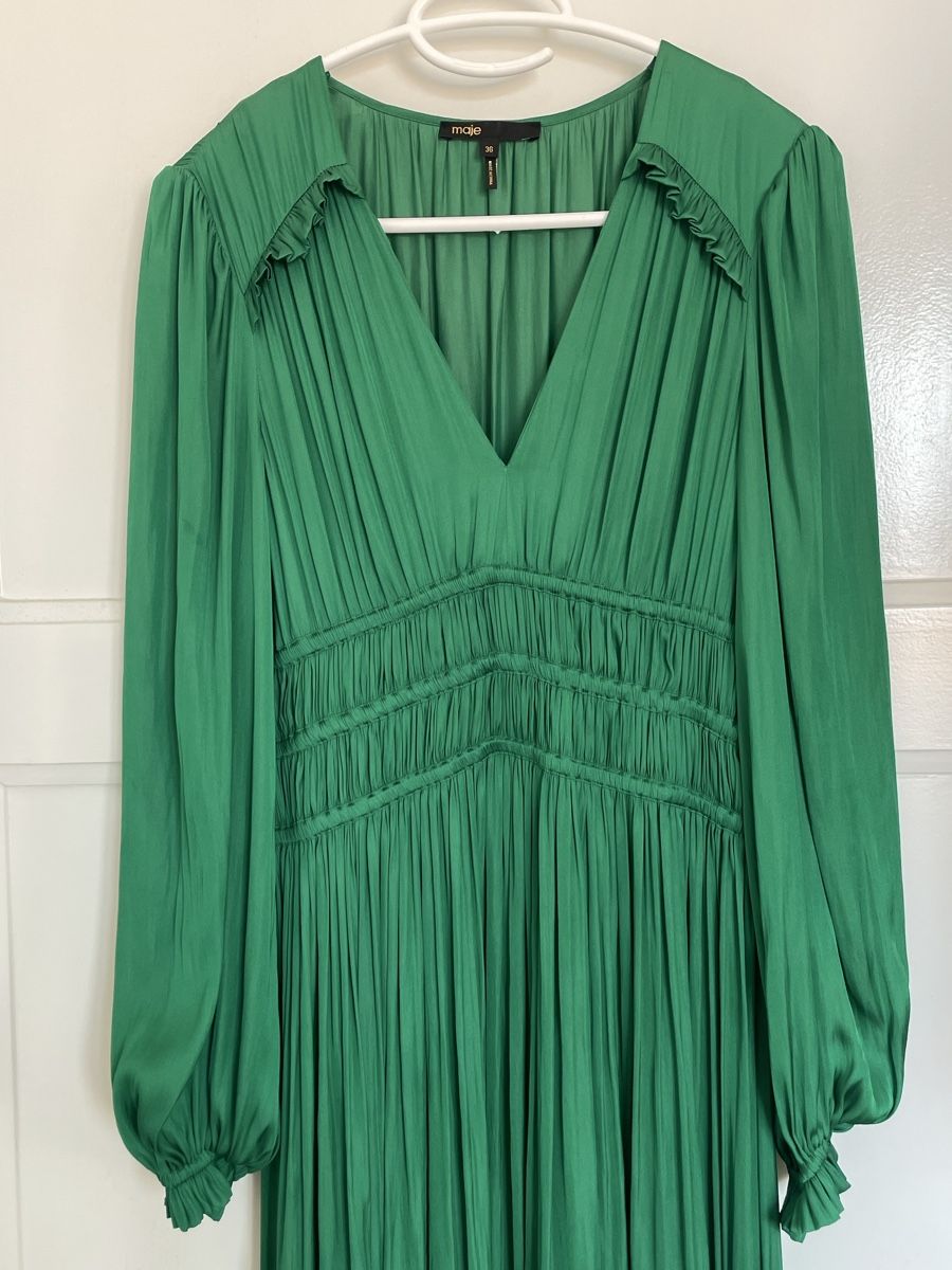 Maje Kleider: Maje Long pleated effect dress green – Neu (gemäss Beschreibung) aus Zürich von geraldinebiene 4