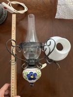 Wandlampe Keramik Eisen floral Vintage 