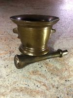 Antiker Mörser mit Stösser, Messing, Vintage Deko