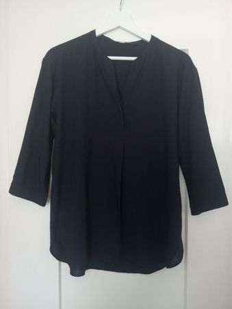 Uniqlo Rayon Skipper Blouse, Blau, Dunkelblau, 3/4 Gr. S
