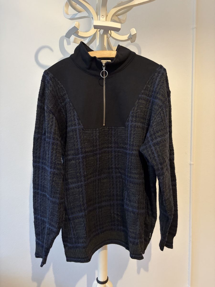 Maglioni & Felpe: Rework Pullover mit Reissverschluss grau kariert – Usato da Luzern venduto da Jules__