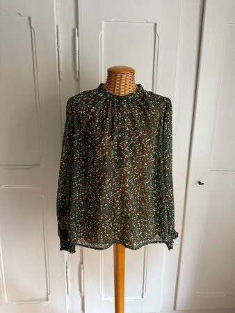 TOM TAILOR - Chiffonbluse olivgrün gemustert 42