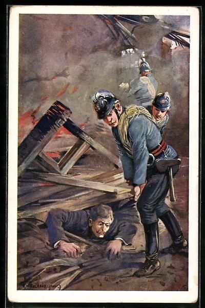 Cartoline postali: F. Gareis: Feuerwehrmänner retten einen – Usato da Berlin venduto da bartko-reher
