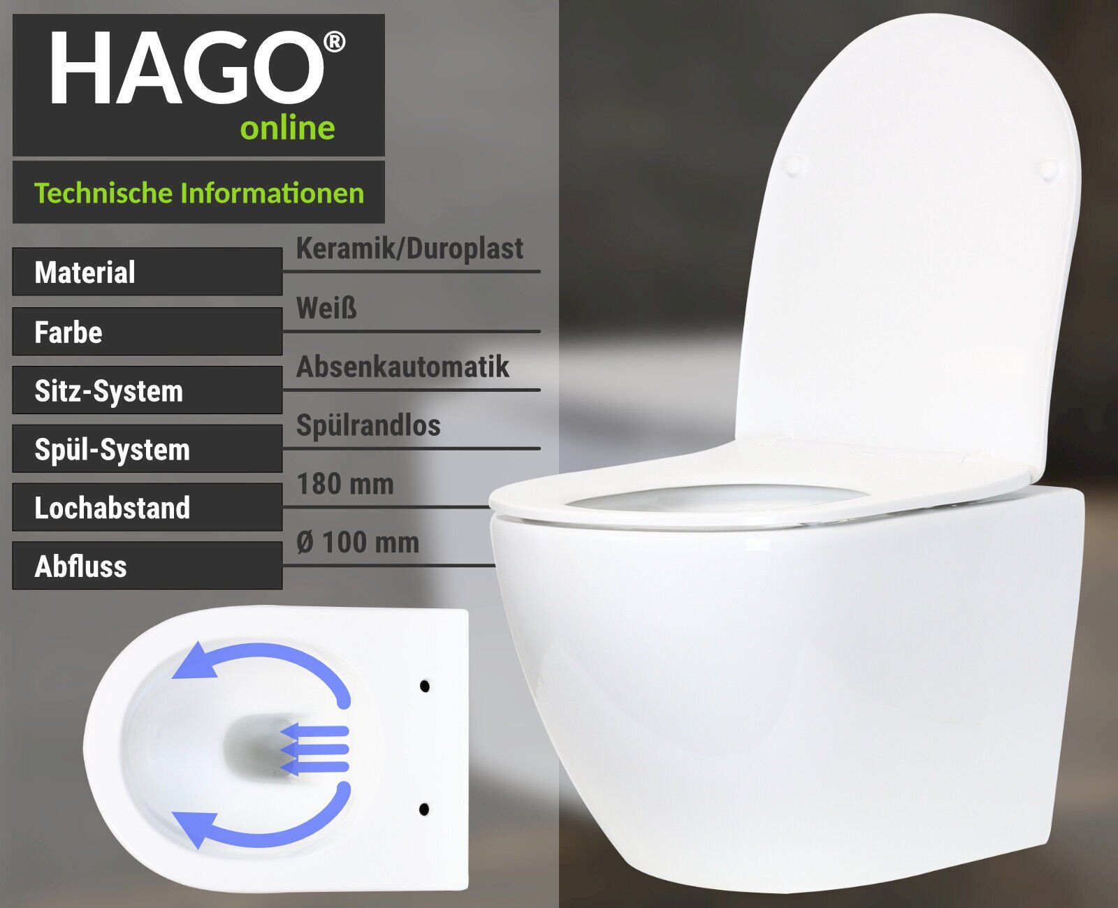 WC: Spülrandloses Keramik Hänge-WC Set – Neu und originalverpackt aus Bottighofen von zaap 2