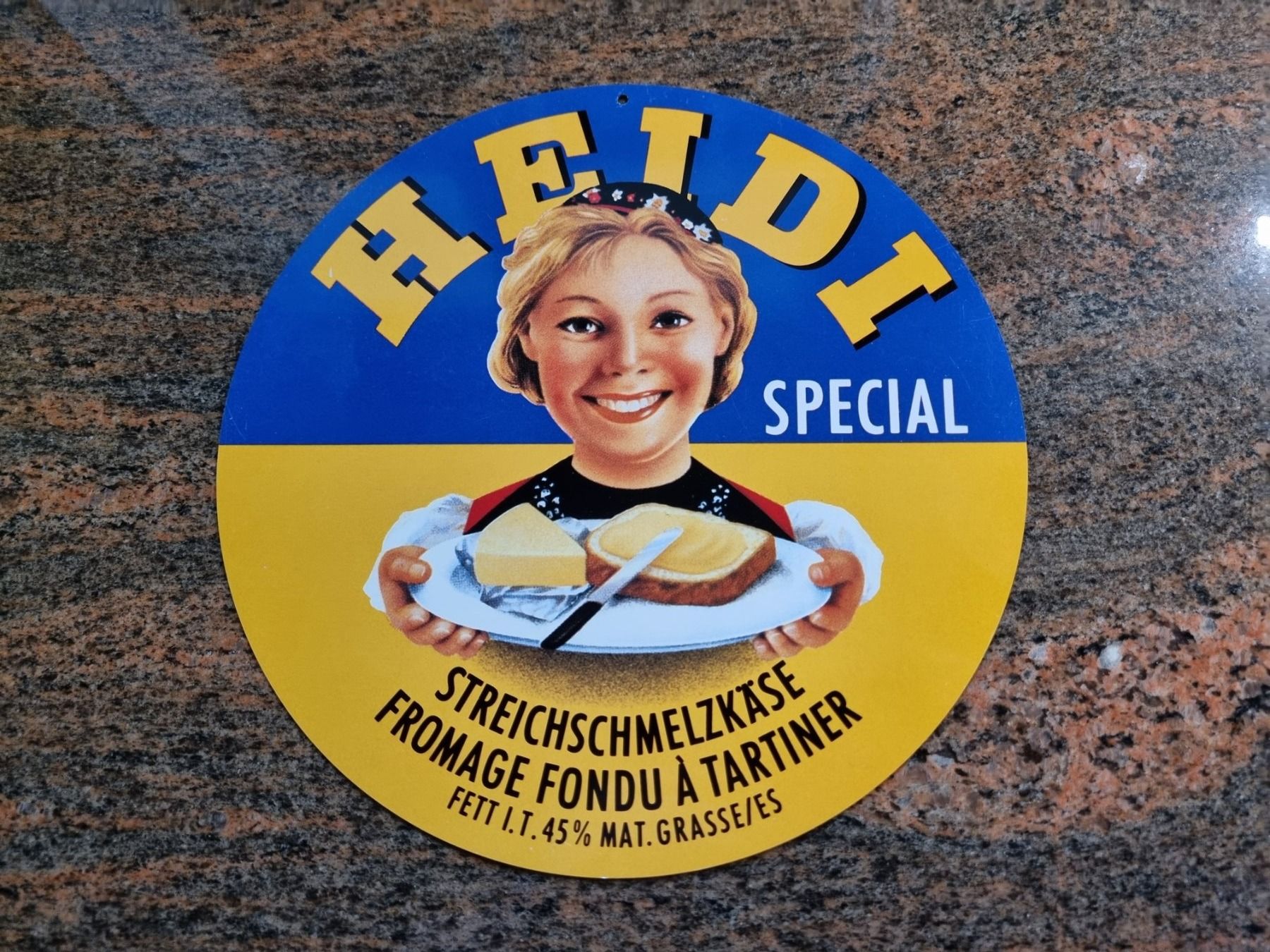 Insegne: HEIDI  Blechschild Streichschmelzkäse SCHÖN – Usato da Trachslau venduto da bastet06