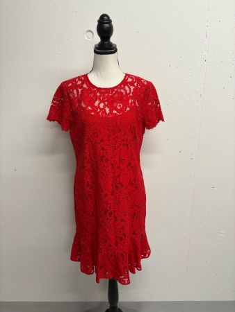 DKNY Spitzenkleid Gr. 38 Kleid Spitze rot Cocktailkleid