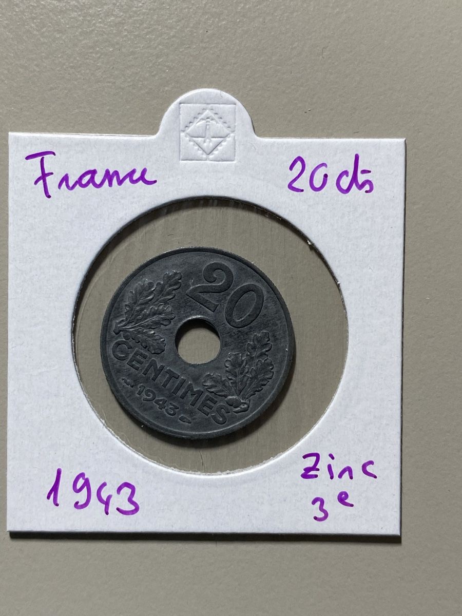 Tutti le monete: France - 20 centimes - 1943  – Usato da Payerne venduto da Mike1682
