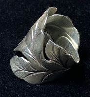 Einzigartiger Blatt Silberring (verstellbar)