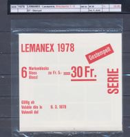 1978 "LEMANEX - Lausanne", Blockserie 1 - 6, ET - Stempel