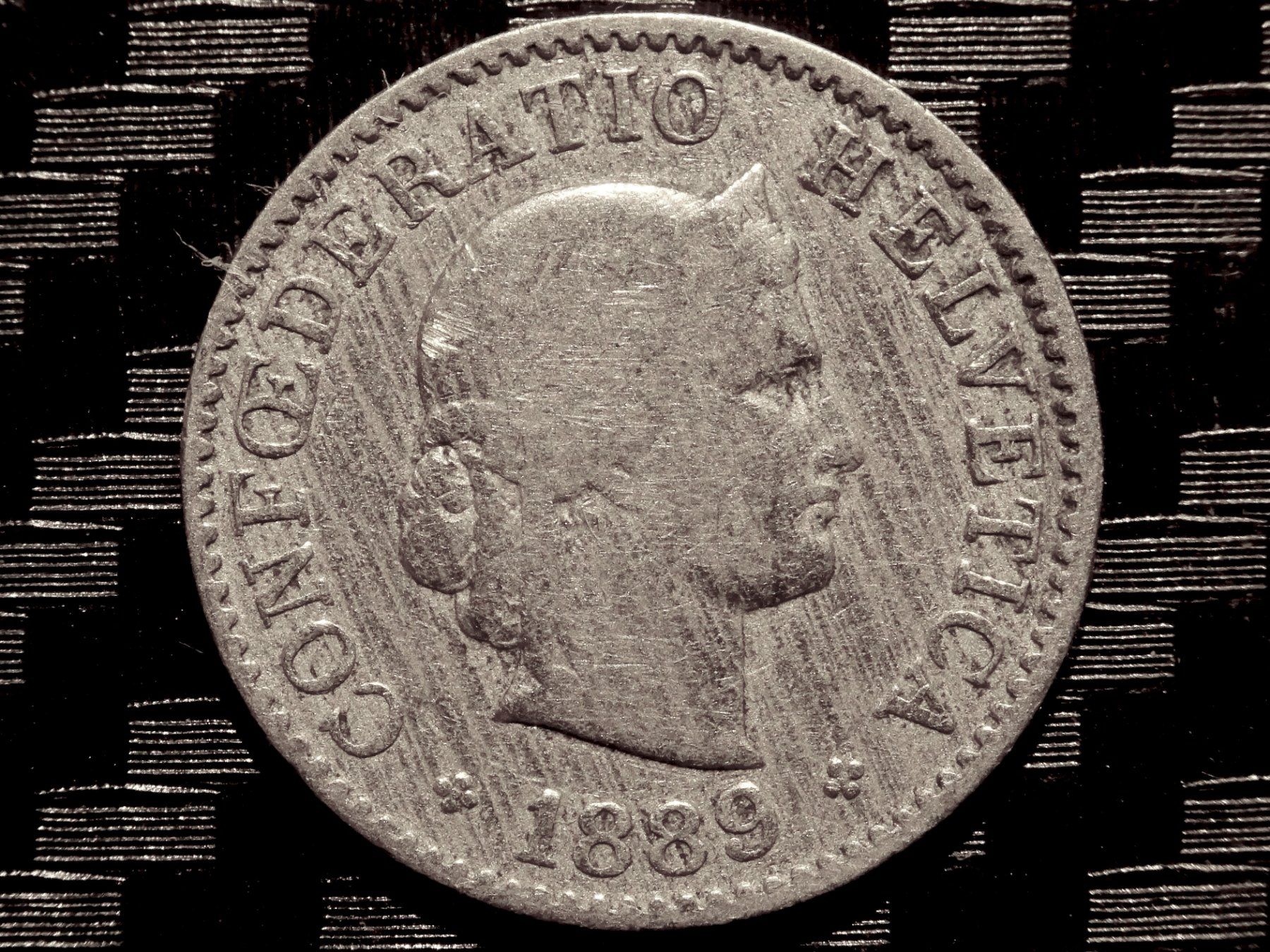 Tutti le monete: 1889 - 5 cts. 0.50 Mio.!!! 1.94gr!! – Usato da Courgenay venduto da ZubR237