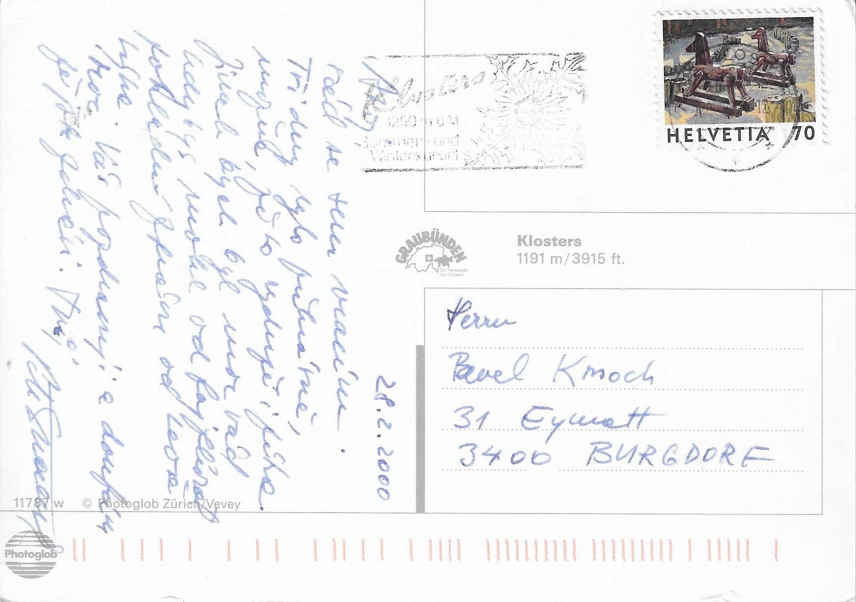 Cartoline postali: Klosters GR – Usato da Rothrist venduto da Stranglehold 1
