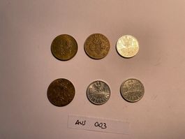 6 Münzen aus Österreich 1957-1974