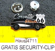 CORVETTE C1 CHEVY ROUTE 66 AUTO PIN MIR SECURITY-CLIP