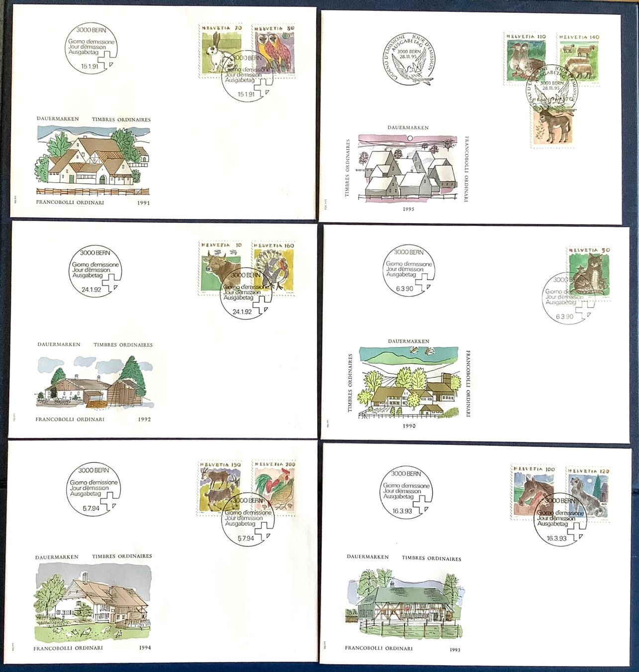 Tutti i francobolli: 1990-1995 - Schweiz / FDC Tiere – Nuovo (secondo la descrizione) da Liestal venduto da Skunk02