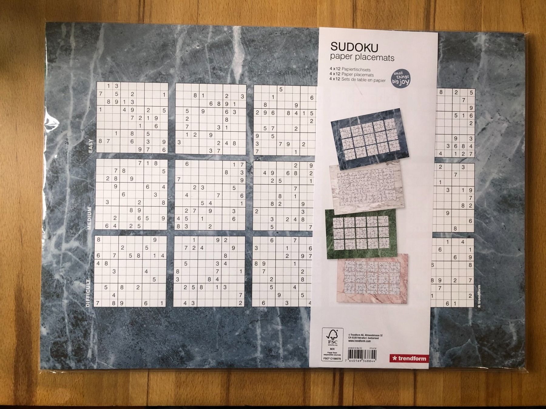 Sottobicchieri: Sudoku Papiertischsets 4x12 Neu und OVP - Tolle Idee – Nuovo e nell'imballaggio originale da Basel venduto da Masikh