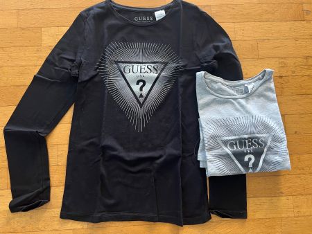 2er Set GUESS Langarmshirts Grösse 14 Schwarz Grau